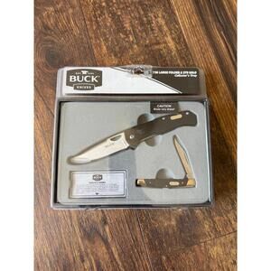 NEW Buck Knives 736 Folder & 379 Solo Combo 2 Pack Collectors Tin Set